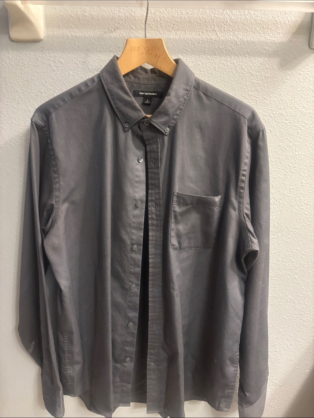 Port Authority Charcoal Gray Long-Sleeve Button-Down Shirt